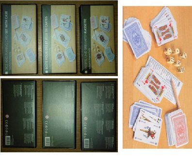 Würfel- & Spielkarten-Kassette: 3 Karten-Stapel 6 Würfel, NEU, in Original-Verpackung