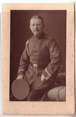 51794 Kabinettfoto Soldat mit Schützenschnur und Seitengewehr 1916