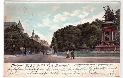 51365 Ak Hannover Hohenzollernstrasse und Kriegerdenkmal 1905