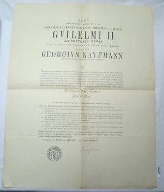 Studentika Urkunde der Universität Breslau von 1906