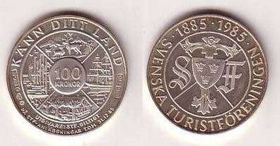 Münze 100 Kronor Sterling 925er Silber 1885-1985 Stempelglanz