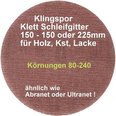 25 Klingspor Schleifgitter für Exzenterschleifer - Ø 125 mm - K80–400 speziell f