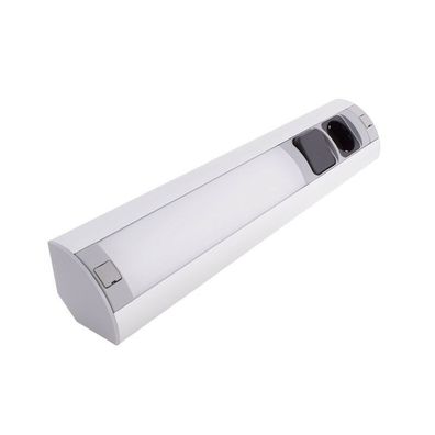 DesignLight Corner Box aluminium 1x Schukobüchse 1x Schalter mit Lampe 7W, neutr