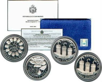 San Marino Diptychon Silber 5 + 10 Euro 2002 Gedenkmünzen-Set in PP/ Proof