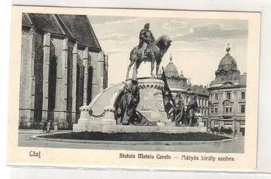 31187 Ak Cluj Siebenbürgen Rumänien Statuia "Mateiu Corvin" um 1915