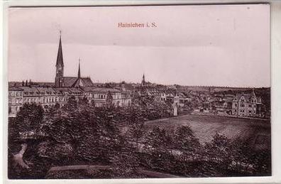 52346 Präge Relief Ak Hainichen in Sachsen Totalansicht um 1910