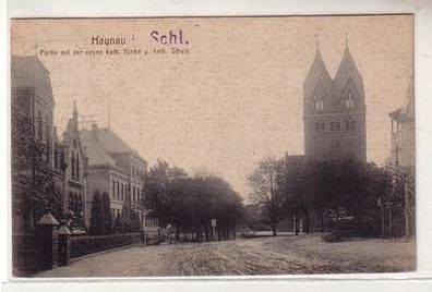 52892 Ak Haynau in Schlesien Katholische Kirche und Schule 1938