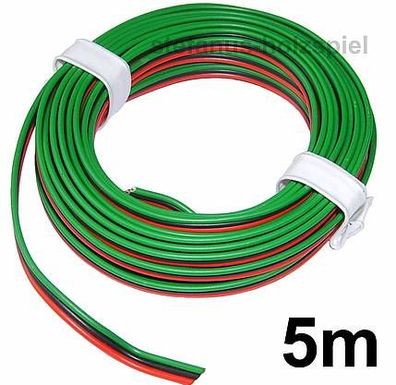 5m Litze 3-adrig rot/ schwarz/ grün Modellbahn-Kabel 3x18x0,10 für ROCO-Weichen NEU