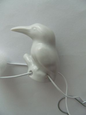 Porzellan Tropfenfänger Eisvogel, weiß, für Kaffee- oder Teekannen, Figur Tier Vogel