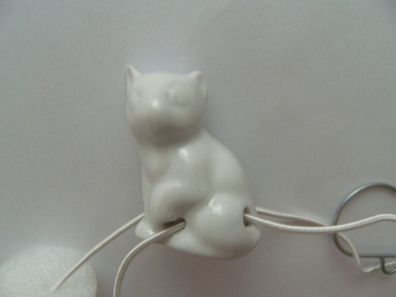 Porzellan Tropfenfänger Katze, weiß, für Kaffee- oder Teekannen, Figur Tier Kätzchen