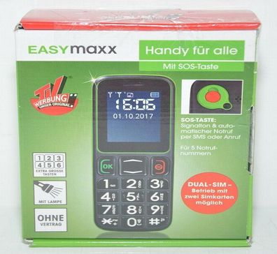 EASYmaxx Dual Sim Handy für alle in Schwarz mit SOS-Taste - Sprechendes Handy
