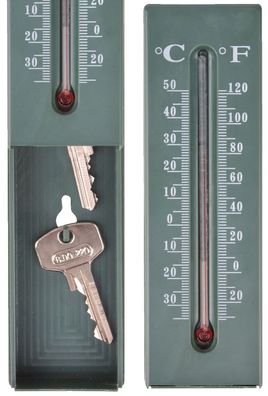 Esschert Design Thermometer mit Schlüsselversteck Versteck für Schlüssel Ablage