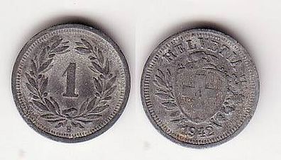 1 Rappen Zink Münze Schweiz 1942