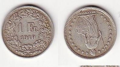 1 Franken Silber Münze Schweiz 1940