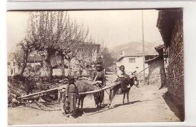 53226 Ak Mazedonien Esel als Tragtiere für Pflüge 1. Weltrkieg um 1916