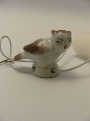 Porzellan Tropfenfänger Eule, handbemalt für Kaffee- oder Teekannen, Figur Tier Vogel