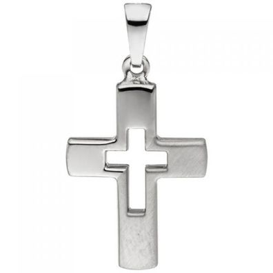 Anhänger Kreuz 925 Sterling Silber teil matt Kreuzanhänger Silberkreuz