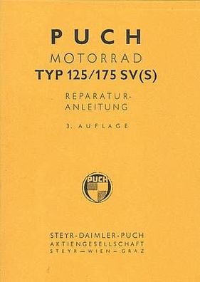 Reparaturanleitung Puch Motorrad Typ 125/175 SV (S), Zweirad, Oldtimer, Klassiker