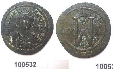 alte Kupfer Münze 40 Nummi Follis Justinian I Anno XII 527-565