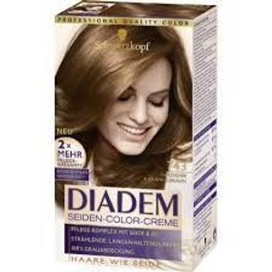 Diadem Goldenes Karamellbraun Haarfarbe 743 Seiden Color Creme 2x mehr Pflege Balsam
