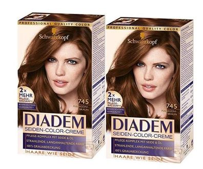Diadem 745 Mahagoni Braun Haarfarbe Color Creme 2x mehr Pflege Balsam