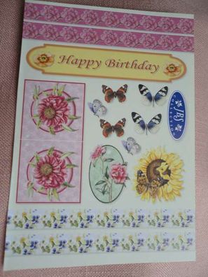 4x Mini 3D Bogen Toppers mit Schriften 14,5 x 10 cm Blumen Schmetterling --AUSwahl--