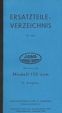 Ersatzteilliste Jawa 175 ccm, Motorrad, Zweirad, Oldtimer, Klassiker