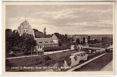 53276 Ak Lötzen in Masuren Kanal mit Schloß und Kurhaus um 1930