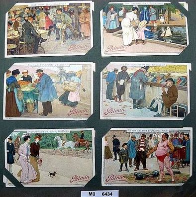 Palminbilder Serie "Großstadtleben in Paris" komplett um 1900 (101191)