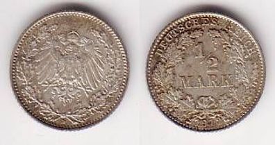 1/2 Mark Silber Münze Kaiserreich 1912 D