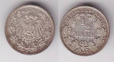 1/2 Mark Silber Münze Kaiserreich 1911 F