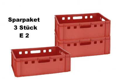 3 St. Metzgerkisten E2 rot Transportbehälter Lagerkisten Eurokiste Lagerbox NEU
