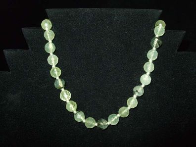 Prehnit 8 mm (facettiert) Perlenkette -Schmuck-Edelsteine-Heilsteine-Mineralien-