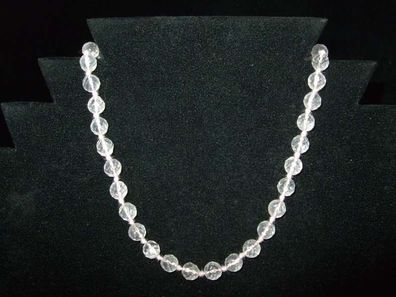 Rosenquarz 6 mm (facettiert) Perlenkette Edelsteine-Schmuck-Heilsteine-Mineralien-