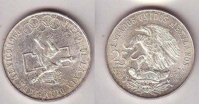 25 Pesos Silber Münze Olympiade Mexiko 1968