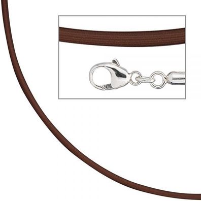 Collier Halskette PVC braun, Verschluss aus 925 Silber 42 cm - 2 mm