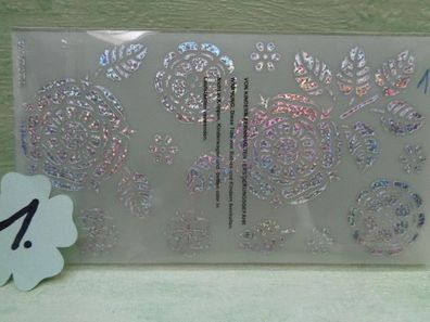 Hologramm -Metallic- Effekt Stickerbogen Motive Blumen Blüten Rosen Bogen je 17x10 cm