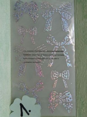 Hologramm -Metallic- Effekt Stickerbogen Motive Herzen Schleifen Bogen je 17x10 cm