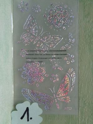 Hologramm -Metallic- Effekt Stickerbogen Tiere Schmetterlinge Bogen je 17x10 cm
