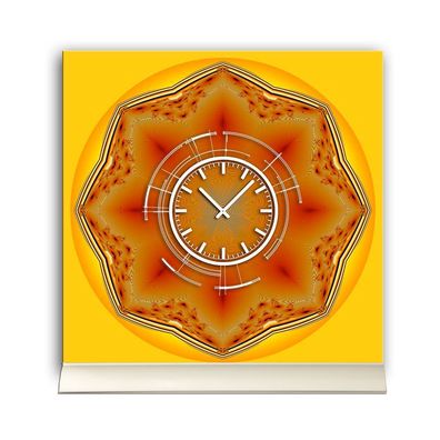 Tischuhr 30cmx30cm inkl. Alu-Ständer -abstraktes Design orange geräuschloses ...