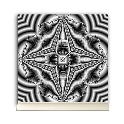 Tischuhr 30cmx30cm inkl. Alu-Ständer -modernes Design Kaleidoskop grau geräuschlo...