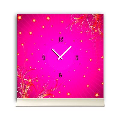 Tischuhr 30cmx30cm inkl. Alu-Ständer -modernes Design pink Sternchen Girl-Style ...