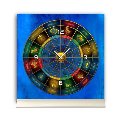 Tischuhr 30cmx30cm inkl. Alu-Ständer -modernes Design Astro Sternzeichen Zodiac ...