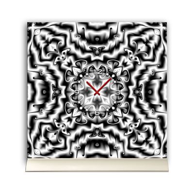 Tischuhr 30cmx30cm inkl. Alu-Ständer -modernes Design Kaleidoskop grau geräuschlo...