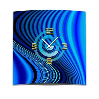 Wanduhr XXL 3D Optik Dixtime blaue Rippen 50x50 cm leises Uhrwerk GQ-039