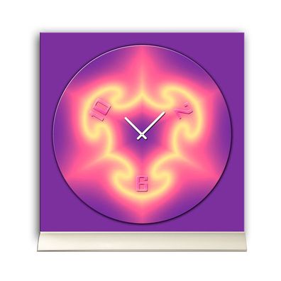 Tischuhr 30cmx30cm inkl. Alu-Ständer -abstraktes Design lila pink geräuschloses ...