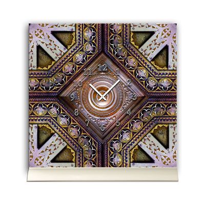 Tischuhr 30cmx30cm inkl. Alu-Ständer -orientalisches Design Motiv Marokko-Fliese ...