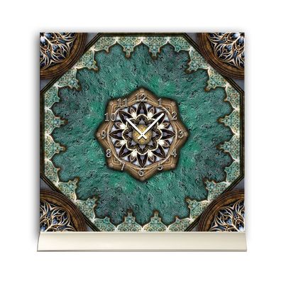 Tischuhr 30cmx30cm inkl. Alu-Ständer -antikes Design Fliesenmuster Marokko Stil ...