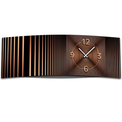 Wanduhr XXL 3D Optik Dixtime abstrakt bronze 30x90 cm leises Uhrwerk GL-007