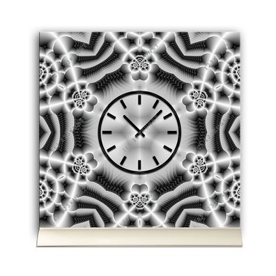 Tischuhr 30cmx30cm inkl. Alu-Ständer -abstraktes Design Kaleidoskop anthrazit ...